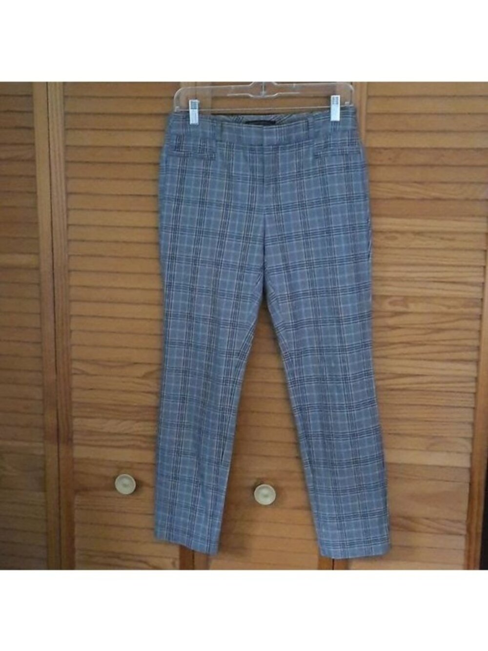 Banana Republic Sloan Grey Black Plaid Faux Pockets Dress Trouser Pants Size 2